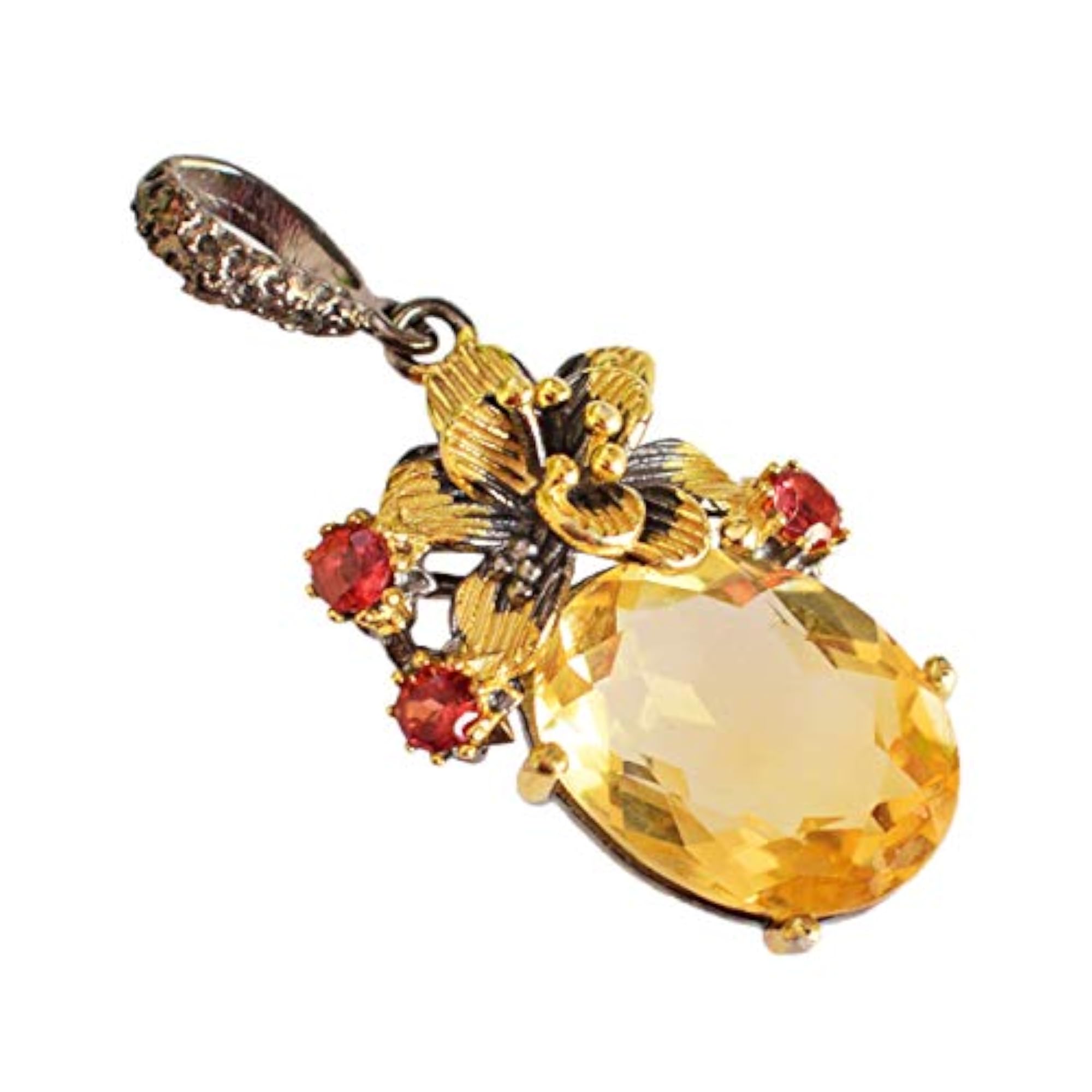 Women's Citrine & Garnet 925 Sterling Silver Pendant Necklace